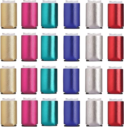 Miniatura 5 de Fundas para enfriar latas de espuma de polietileno en blanco, plegables, personalizables, para fiestas, bodas a granel (25, negro)