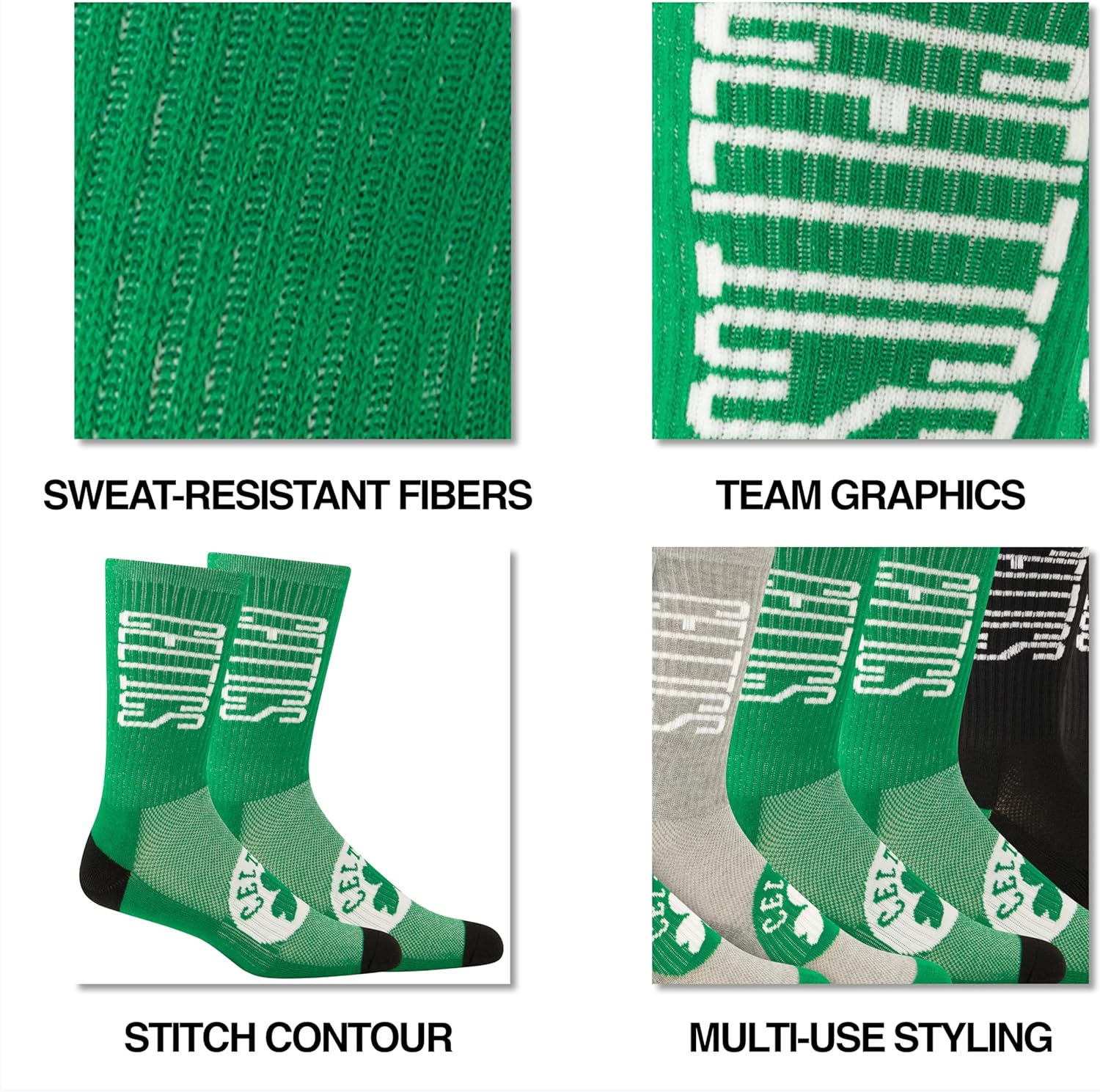 Ultra Game Men's NBA Official Athletic Cushioned Vertical Attack Team Crew Socks-3 Pack - Image 6