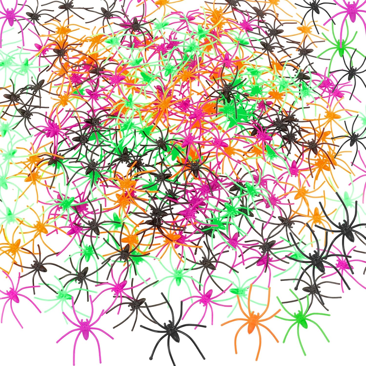 Plastic Spiders, 120 PCS Halloween Fake Spider Decorations, 4 Colors Small Realistic Spiders Toy Prank Props for Halloween Home Party Favors Haunted House April Fool's Day Decor Supplies 2 x 1.8 In