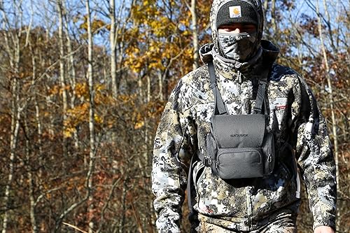 Miniatura 7 de Arnés bino con bolsa de telémetro y cubierta para lluvia, arnés binocular ligero, arnés ajustable, bolsas de chaleco, paquete de binocular portátil