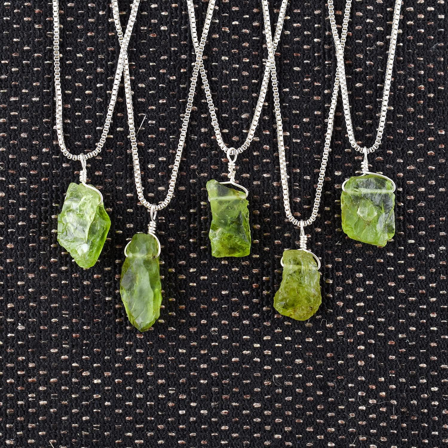 Natural Raw Green Peridot Jewelry Pendant Necklace For Women, Stone Rough Crystal Gemstone Dainty, Chakra Crystals, August Birthstone, Silver Plated Chain 18 inch, Graduation Gifts For Her - Image 4
