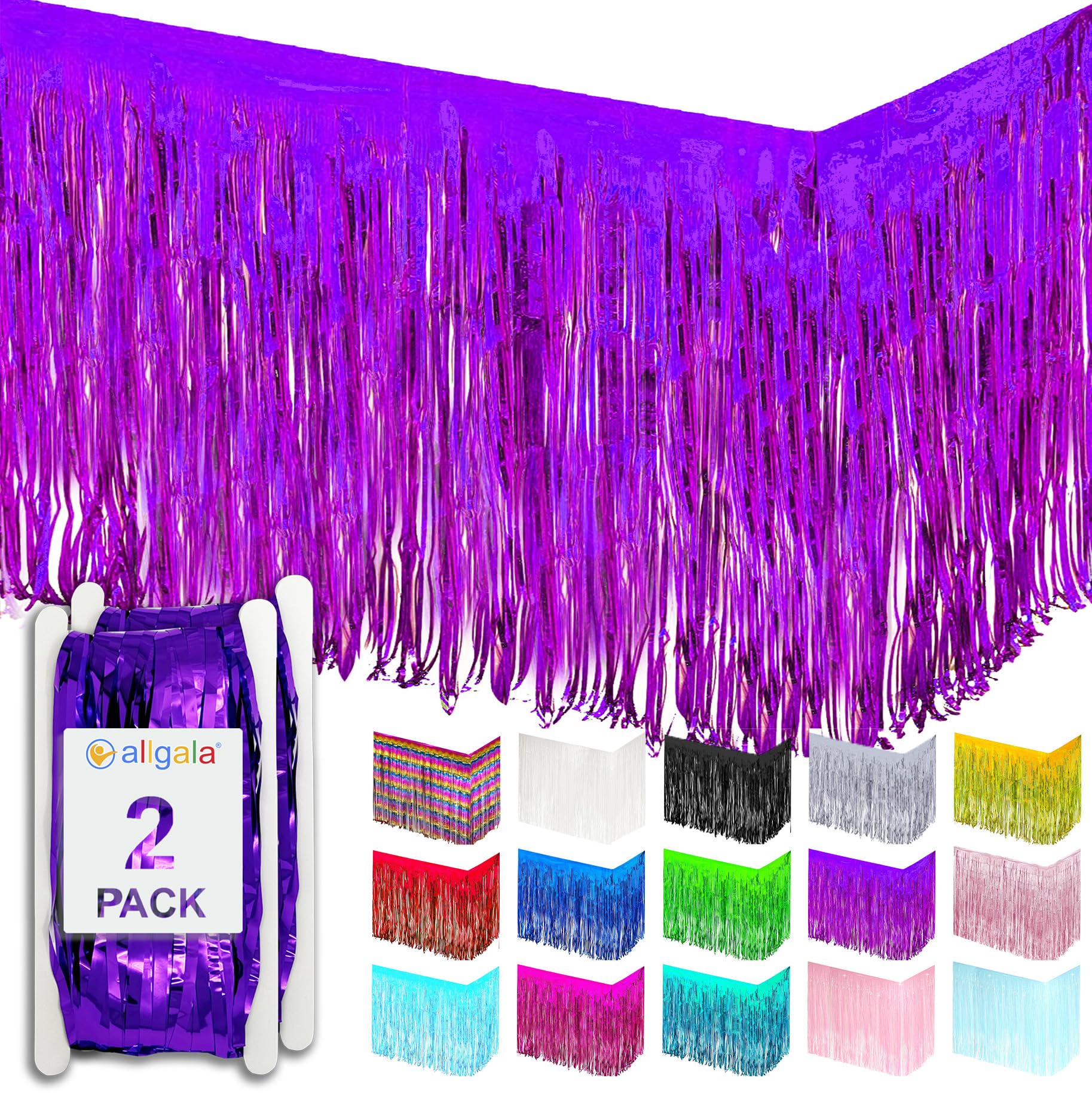 Amazon.com: Allgala Purple Tinsel Table Skirt 2-Pack 29x108 Inch 