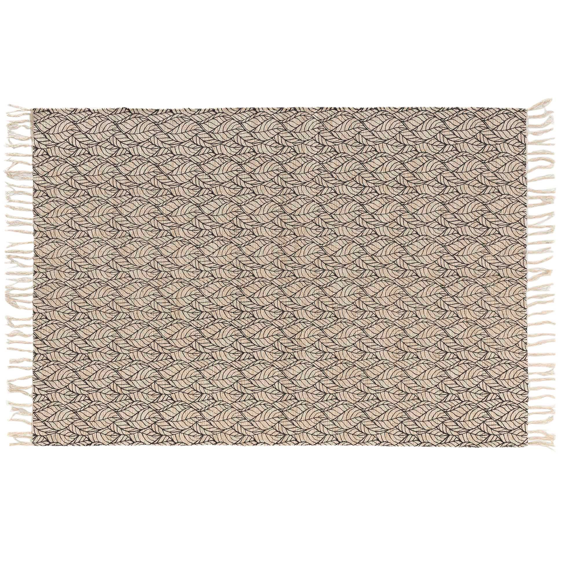 Tapis en coton et jute imprimé Kalinda noir au design raffiné