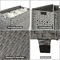 Vista 4 de OIAHOMY Cesta de ropa sucia con tapa, cesta de ropa de 140L con 3 bolsas extraíbles con forro, cesta plegable con tapa, cesta de mimbre sintético