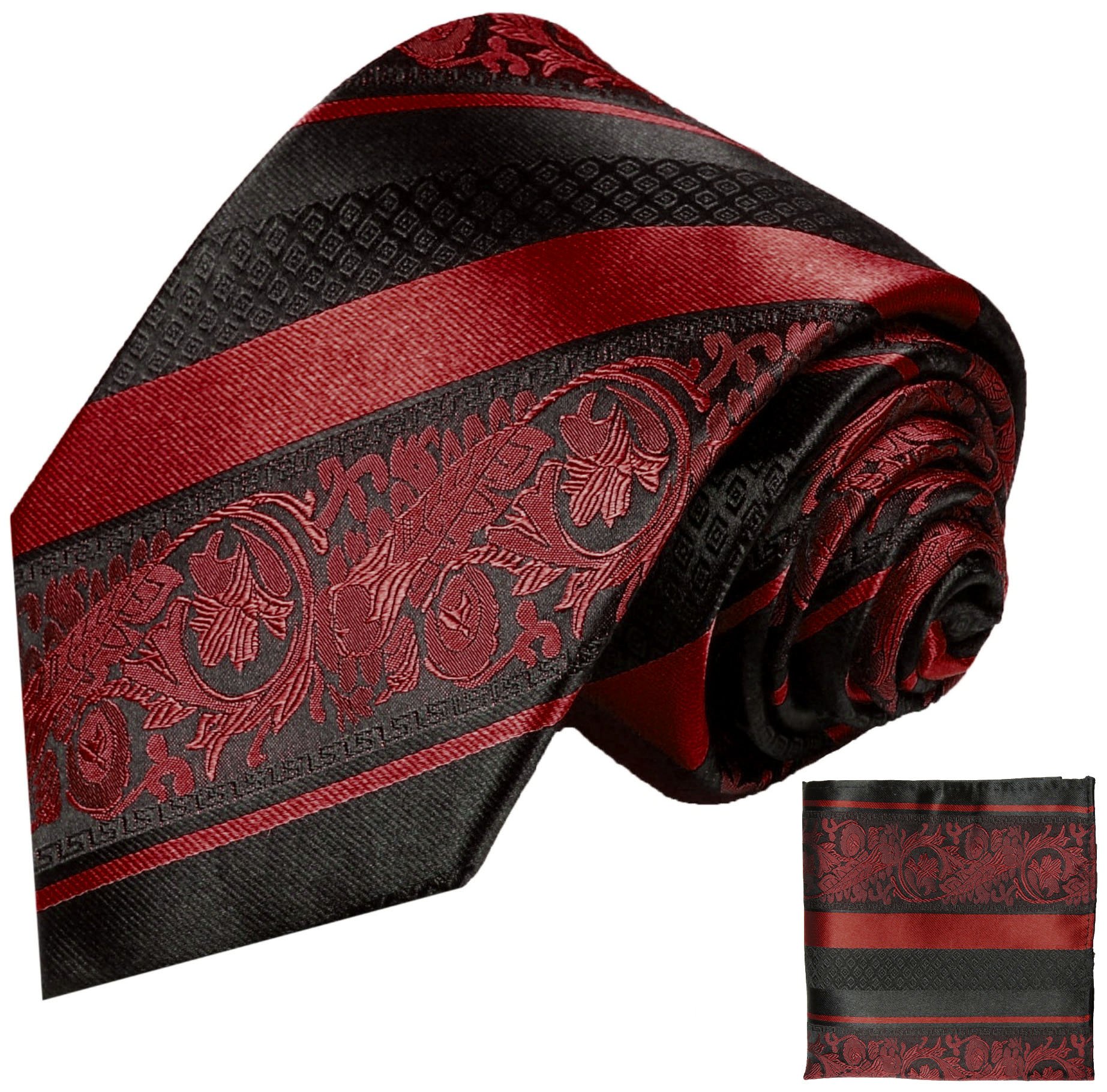 Paul Malone Palm BeachPatterned Silk Tie and Pocket Square