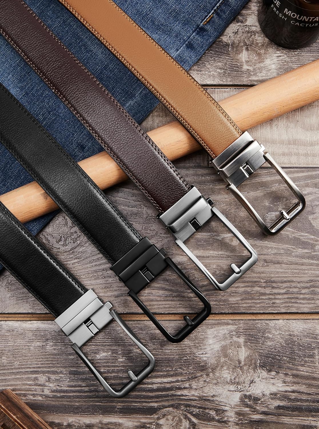 Black Mens Belt Ratchet Belts Dress Casual Leather Belt for Men With Slide Adjustable Click Buckle Gifts Box - Image 5