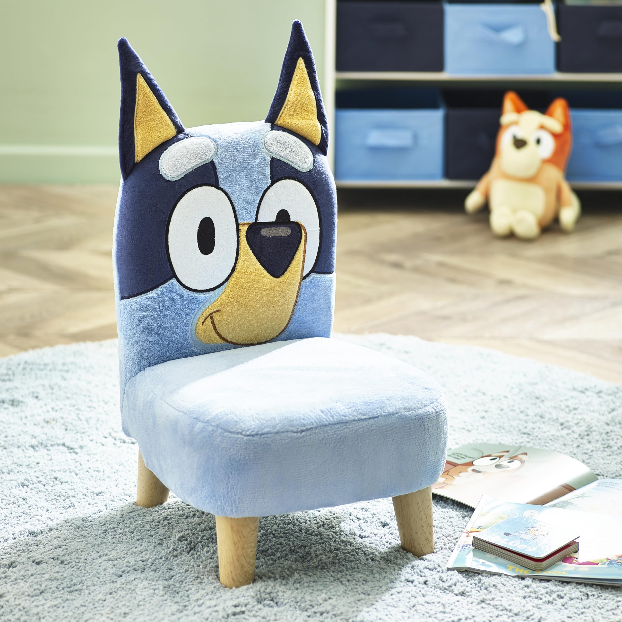 Bluey Character Chair, Kids Upholstered Chair, Comfortable Kids Seat for Bedroom, Nursery & Playroom, Soft Fabric, Sturdy Build