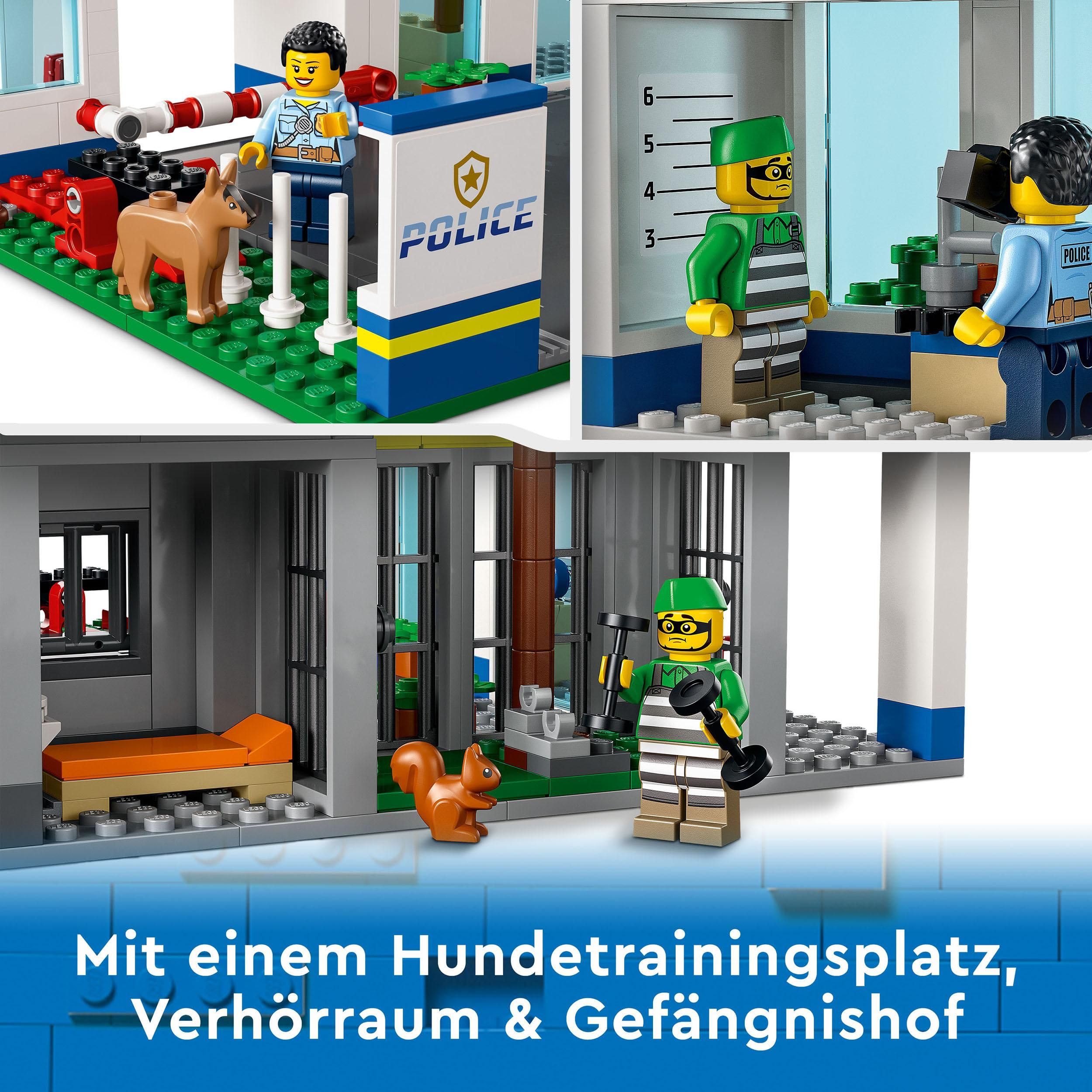 LEGO 60316 City Polizeistation mit Polizeiauto, Müllauto und Hubschrauber, Gebäude zum Bauen mit 3 Figuren, Polizei-Spielzeug für Jungen und Mädchen ab 6 Jahren, Geschenk für Kinder