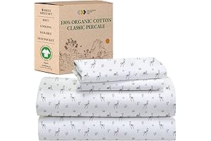 California Design Den Printed Organic Cotton Percale Sheet Set for Kids