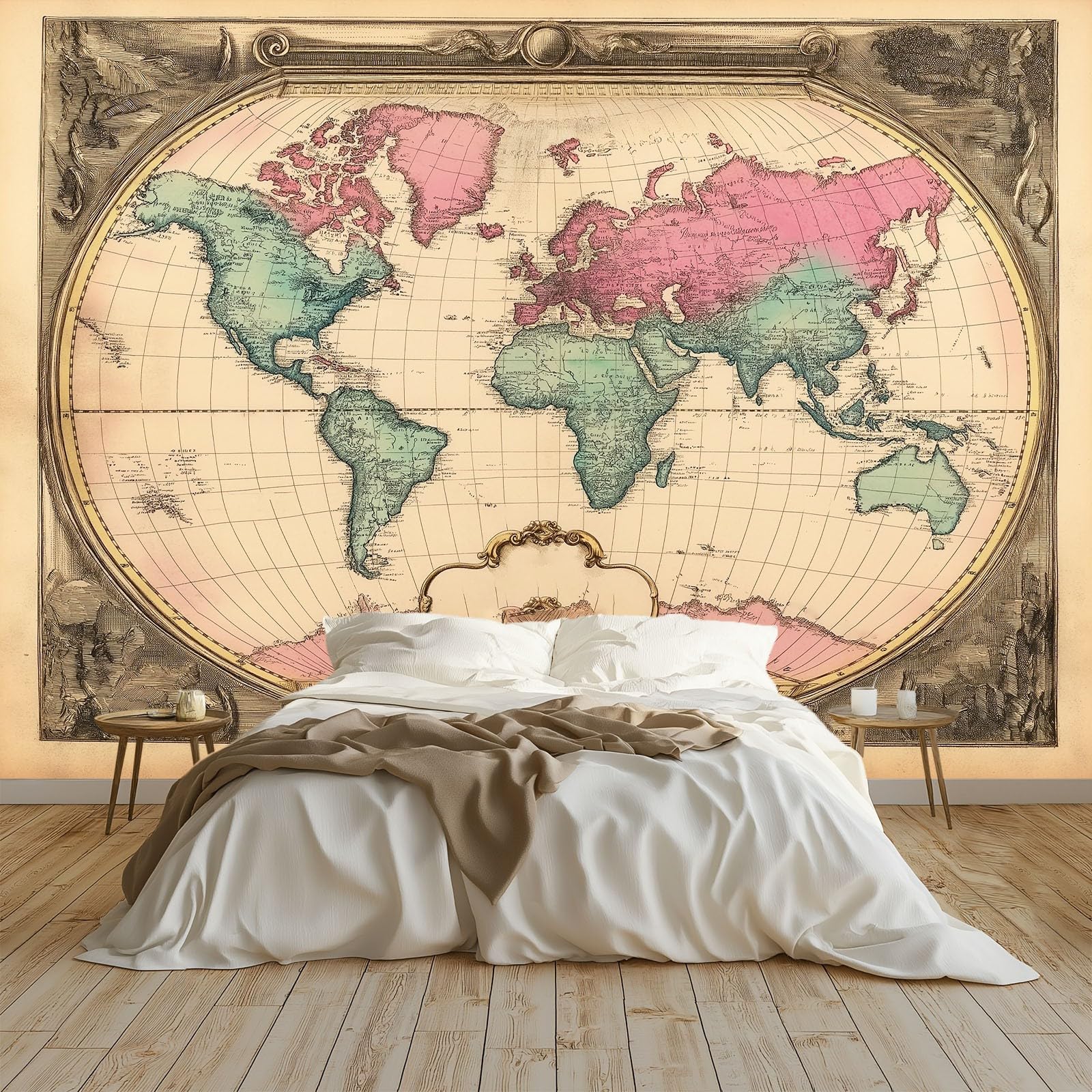 Generic Tapeta ścienna, mapa świata, stara akwarela, fototapeta, ciemnobrązowa, 250 x 175 cm (szer. x wys.), dekoracja ścienna, tapeta do salonu, sypialni