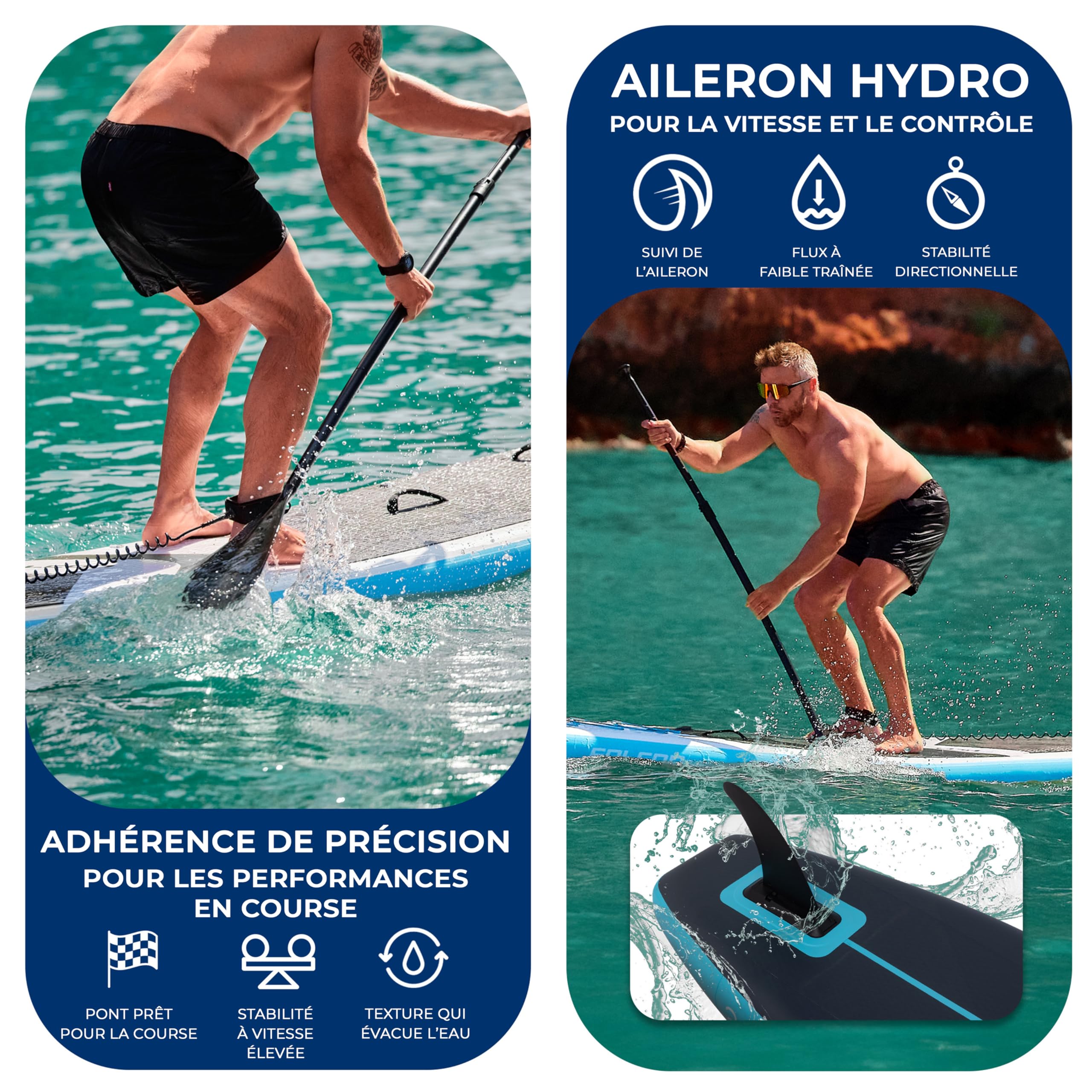 SereneLife Paddle Gonflable Racing 427 cm – Stand Up Paddle Haute Performance 71 cm Étroit pour Vitesse et Glisse, Tapis EVA Antidérapant, Support GoPro et Kit Complet