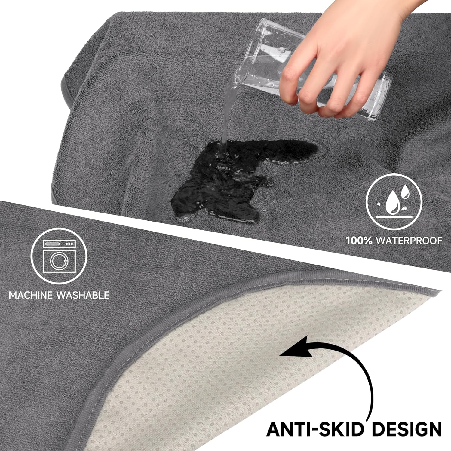 Car Seat Covers 2pcs Grey Waterproof Towel Car Seat Cover Universal Fit for Most Trucks SUV Fitness Athletes Pets Gym and Water Sport