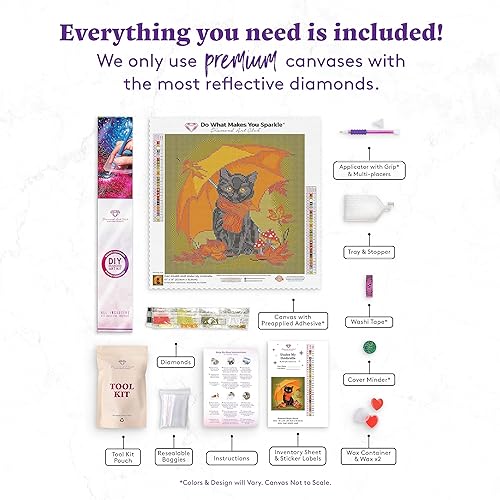 Miniatura 59 de DIAMOND ART CLUB Kit de pintura de diamante de zorro, manualidades divertidas para adultos, lienzo de arte redondo de diamante, 13 x 16 pulgadas