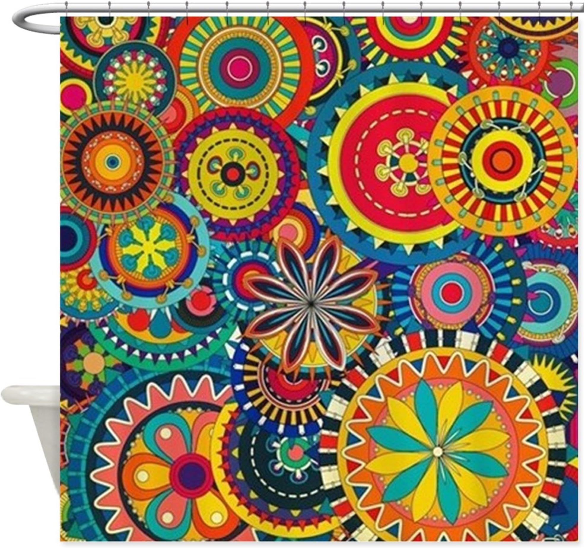 Funky Retro Pattern Shower Curtain 180x180cm Waterproof Polyester