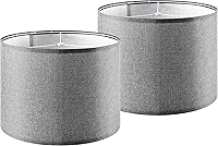 Vista 15 de GO&SO Pantallas de Lámpara de Tambor Medianas de Lino Natural de 13" Superior x 13" Inferior x 10" de Alto (Spider) Pantalla Moderna Beige Gris