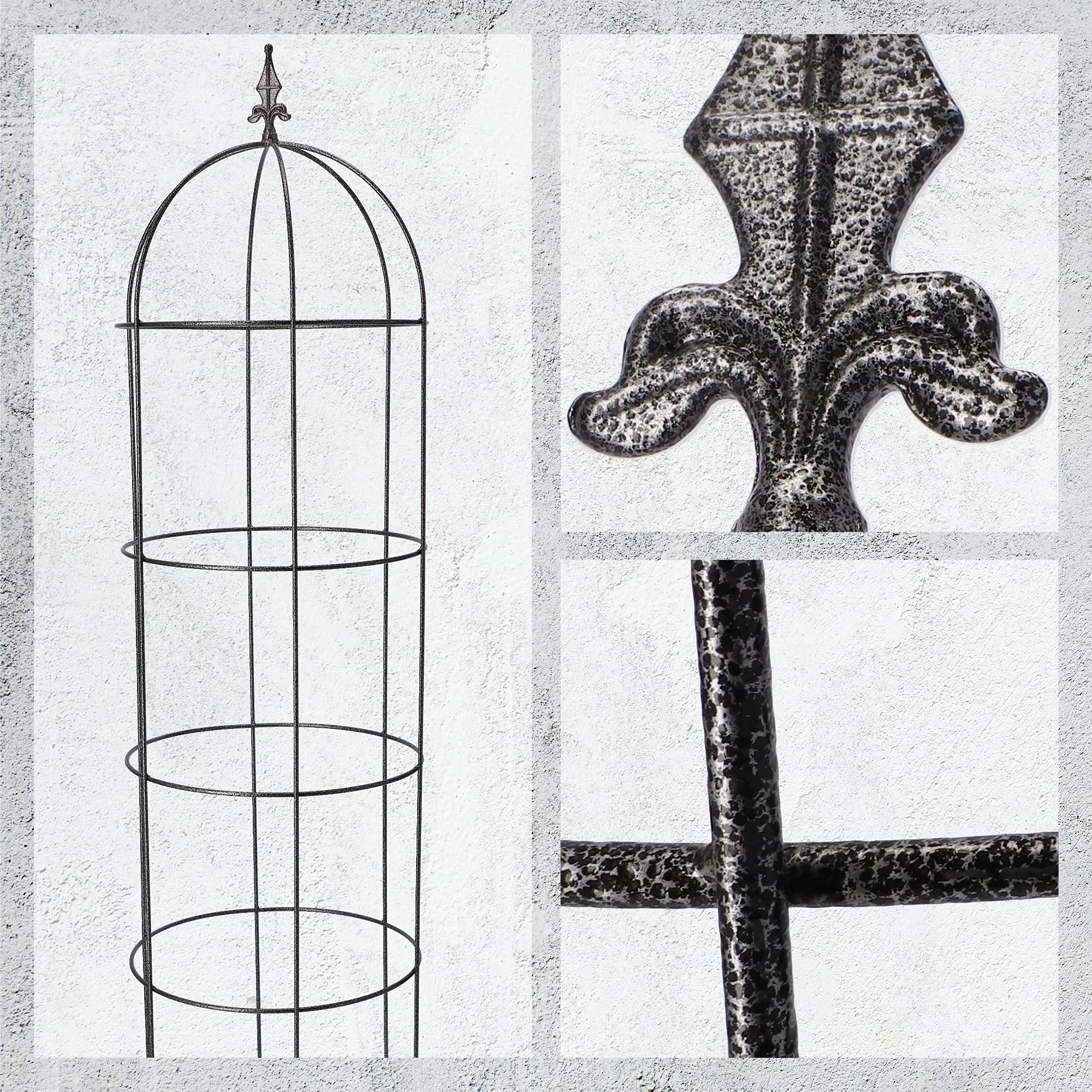 KADAX Rankobelisk aus pulverbeschichtetem Stahl, 3D-Rankobelisk, Rankhilfe, Obelisk, freistehende Ranksäule, Rankobelisk, Rankturm, Rankgitter (H: 150 cm, Rund)