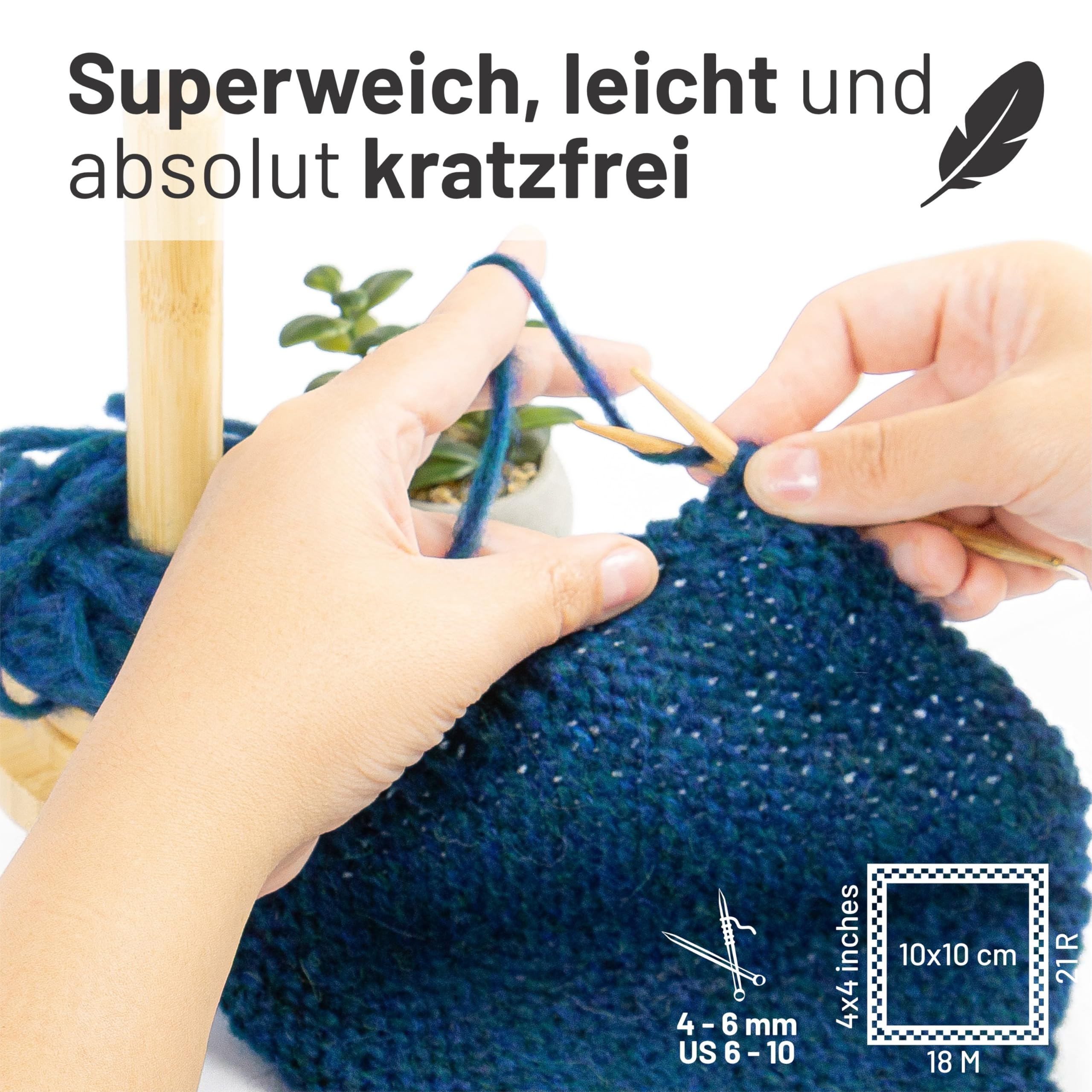 HANSA-FARM |Alpawool Baby Alpaca Light 100 DK en juego de 6 – Lana ligera y sin arañazos para tejer y ganchillo – HF259 Deep Ocean Heather