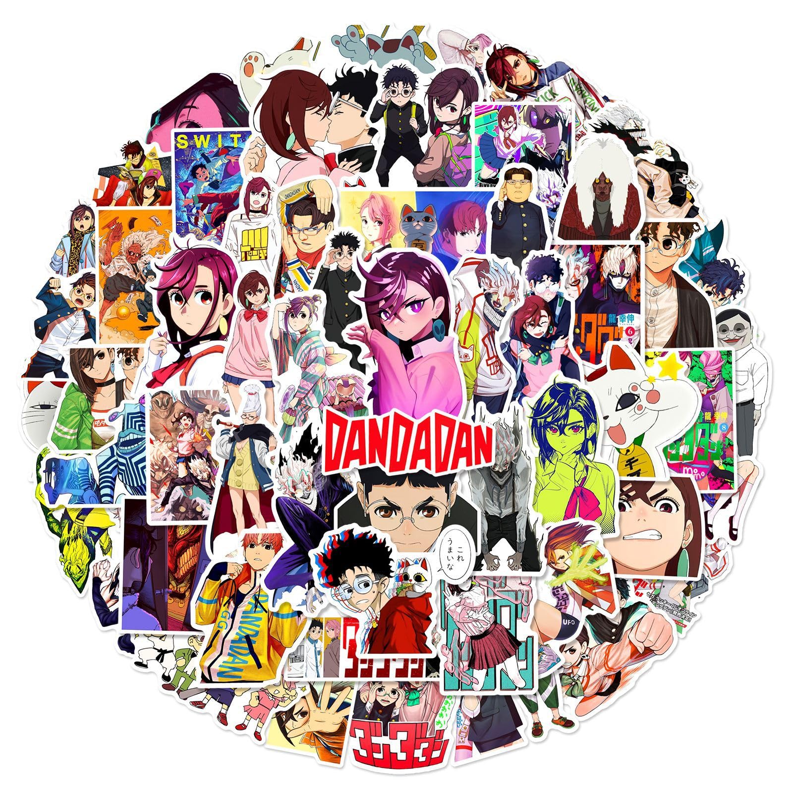 DAN DA DAN Sticker Pack 60pcs, Vinyl Anime Sticker Decals for Water Bottles Laptop Skateboard Notebook Gift for Adults Kids Teens
