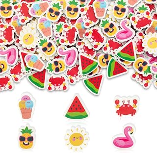 Yopyame 60PCS Summer Mini Erasers Bulk Ice Cream Watermelon Flamingo Tiny Erasers Assorted Novelty Pencil Eraser Puzzle Eraser Desk Pet Student Homework Prizes Gift Filling Party Favors