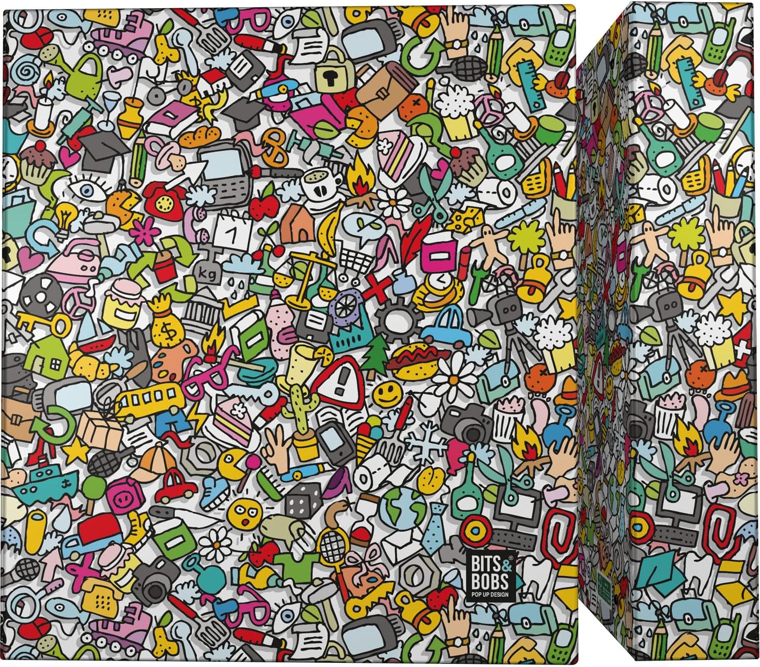 Grafoplás | A4 School Binder | 4 Mixed Rings 40 mm | Bits & Bobs Pop Up Design Collection | Icons | FSC Certified