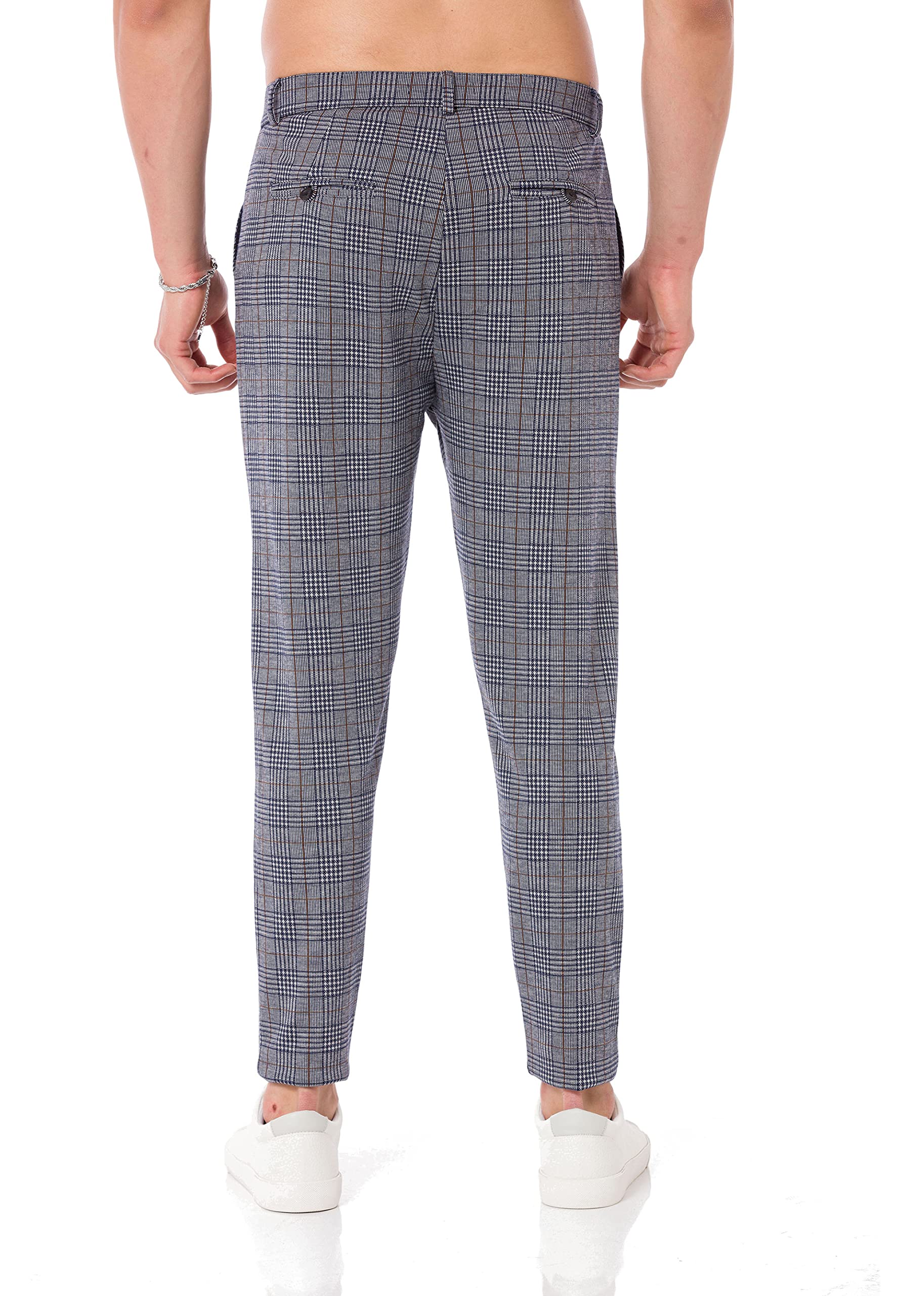 Redbridge Pantaloni da jogging da uomo in stile chino, pantaloni per il tempo libero, a quadretti