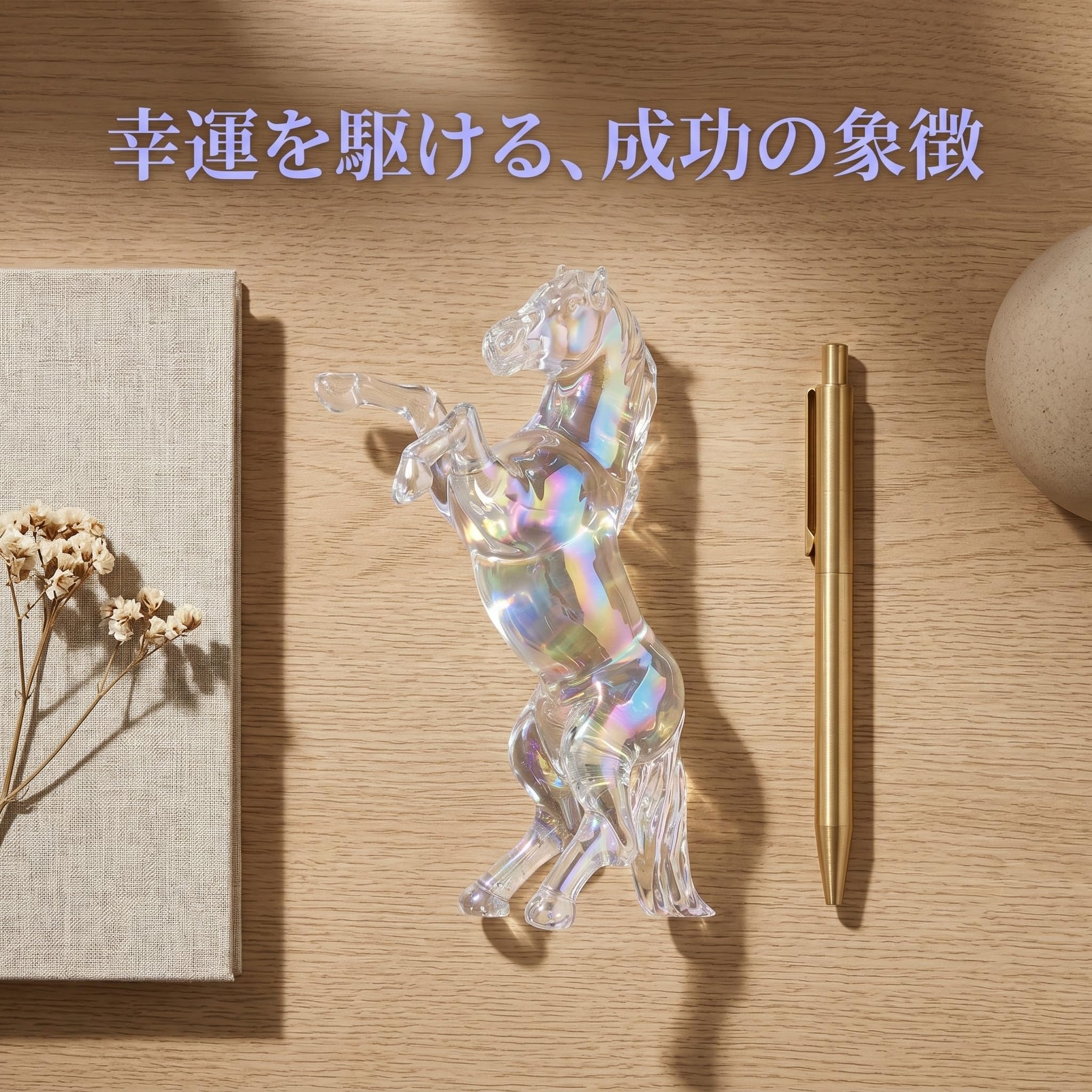 Amazon.co.jp: JOINPAYA クリスタル 馬置物 立ち馬 彫刻 透明 干支 午
