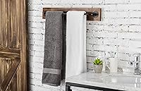 Vista 3 de MyGift Industrial Pipe Towel Bar, 28 Inch Bathroom Wall Mounted Towel Holder with Metal Rod Rustic Burnt Wood Bathroom Sets, Farmhouse Towel Holder