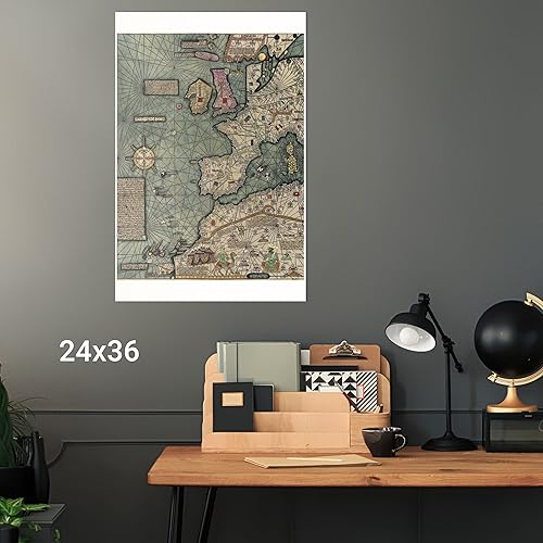 Miniatura 9 de Cresques Atlas Catalán - Mapa del mundo - 1387 - Mapa antiguo - Placa 1 de 3 - 16 x 24 pulgadas