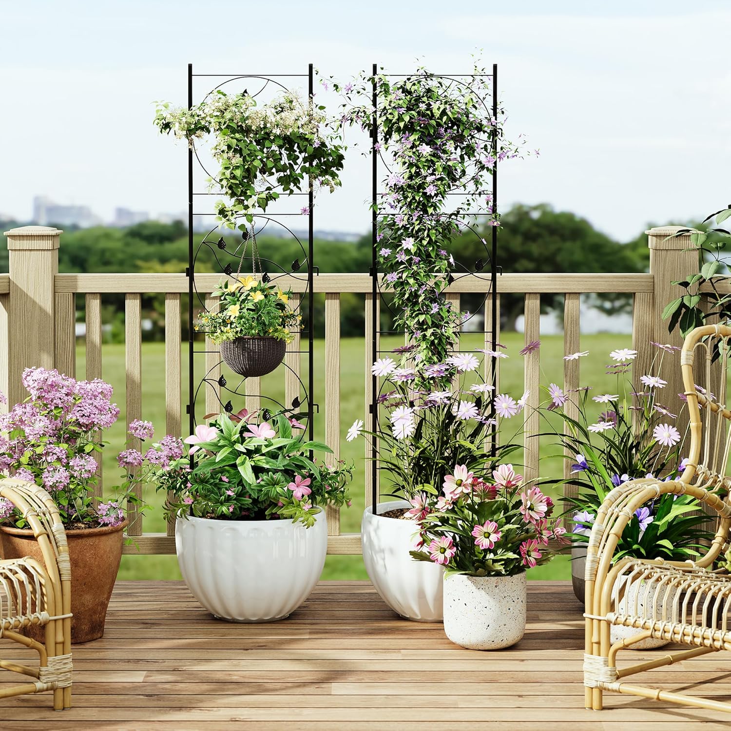 4 Pack 72x20In Garden Trellis for Climbing Plants Outdoor - Black Metal Coated Iron Trellises for Vines, Vegetables, Flowers | Durable Plant Trellis for Patio, Yard & Outdoor Gardening