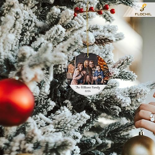Miniatura 4 de FLOCHIL Adorno familiar personalizado para árbol de Navidad, adorno de Navidad familiar personalizado con foto de nombre, familia de 3, 4, 5 adornos