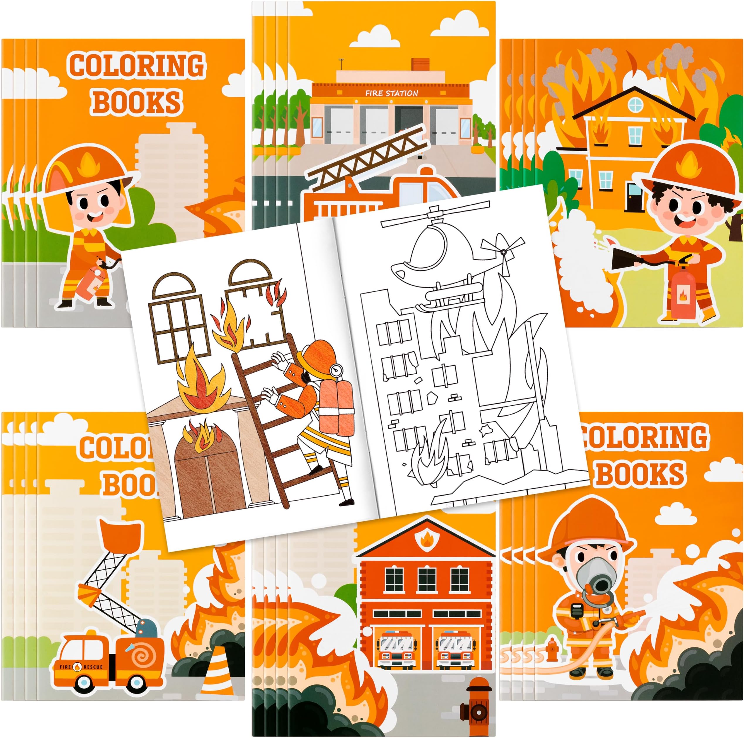JAPBOR 24pcs Fire Truck Coloring Books, Firefighter Party Favors Color Pages Drawing Booklet Supplies, Fireman Themed DIY Art Doodle Colouring Book Bulk Painting Games Goodie Bag Fillers