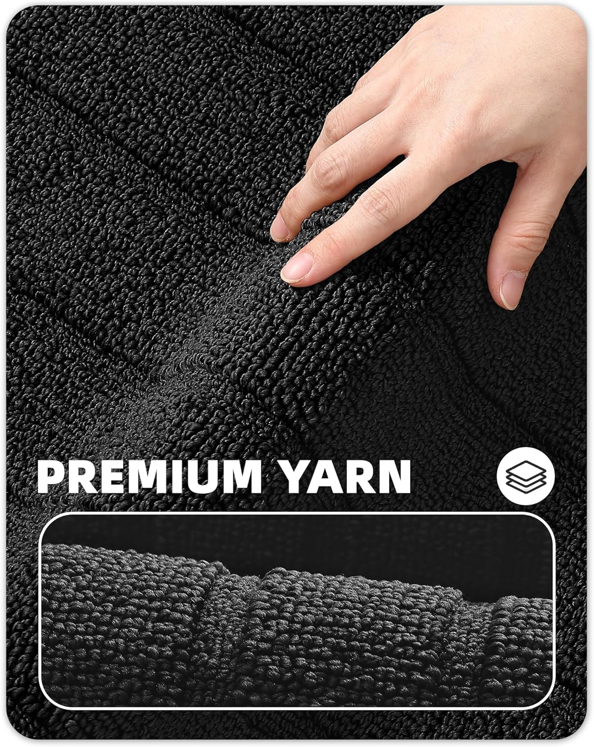 Color&Geometry Striped Designed Absorbent Washable Polypropylene Kitchen Floor Mat, Black 17"x59", Non Slip TPE Backed, Low-Profile Sink Runner Rugs, Easy Clean Long Kitchen Carpet (Roll Packed)