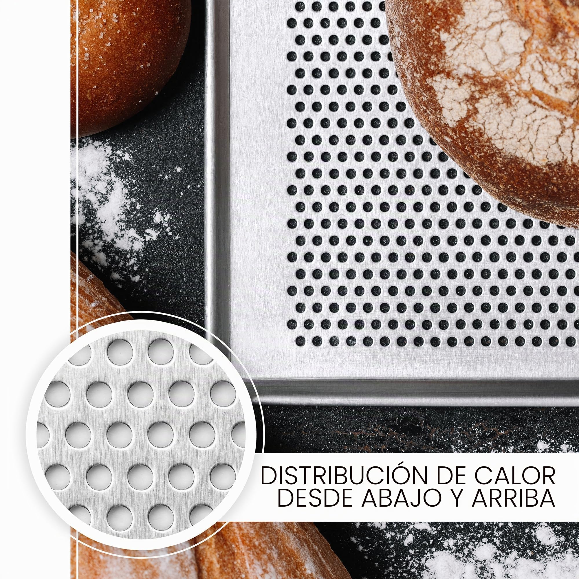 LEHRMANN Bandeja perforada (3 piezas) 60 x 40 cm placa para la panadería bandeja para horno Compatible con/reemplazo para MIWE WIESHEU