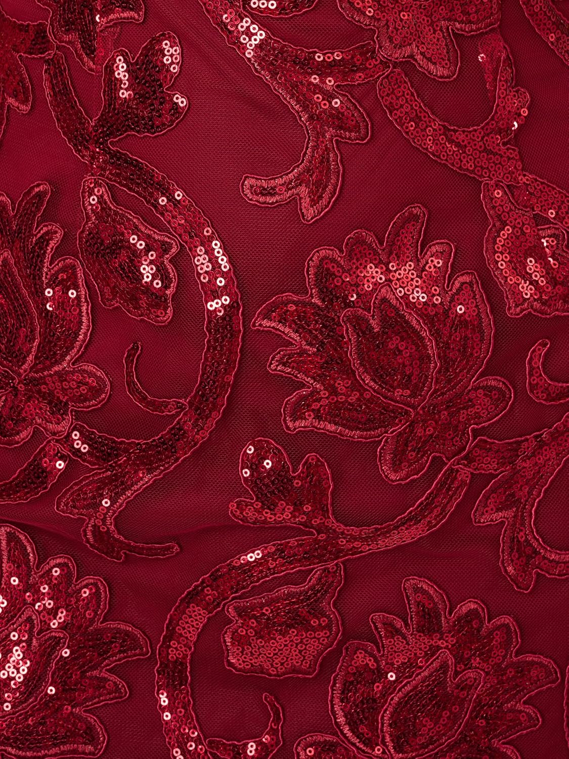 Adrianna Papell Studio Women's Off Shoulder Sheath Dress, Garnet, 10 - Image 3