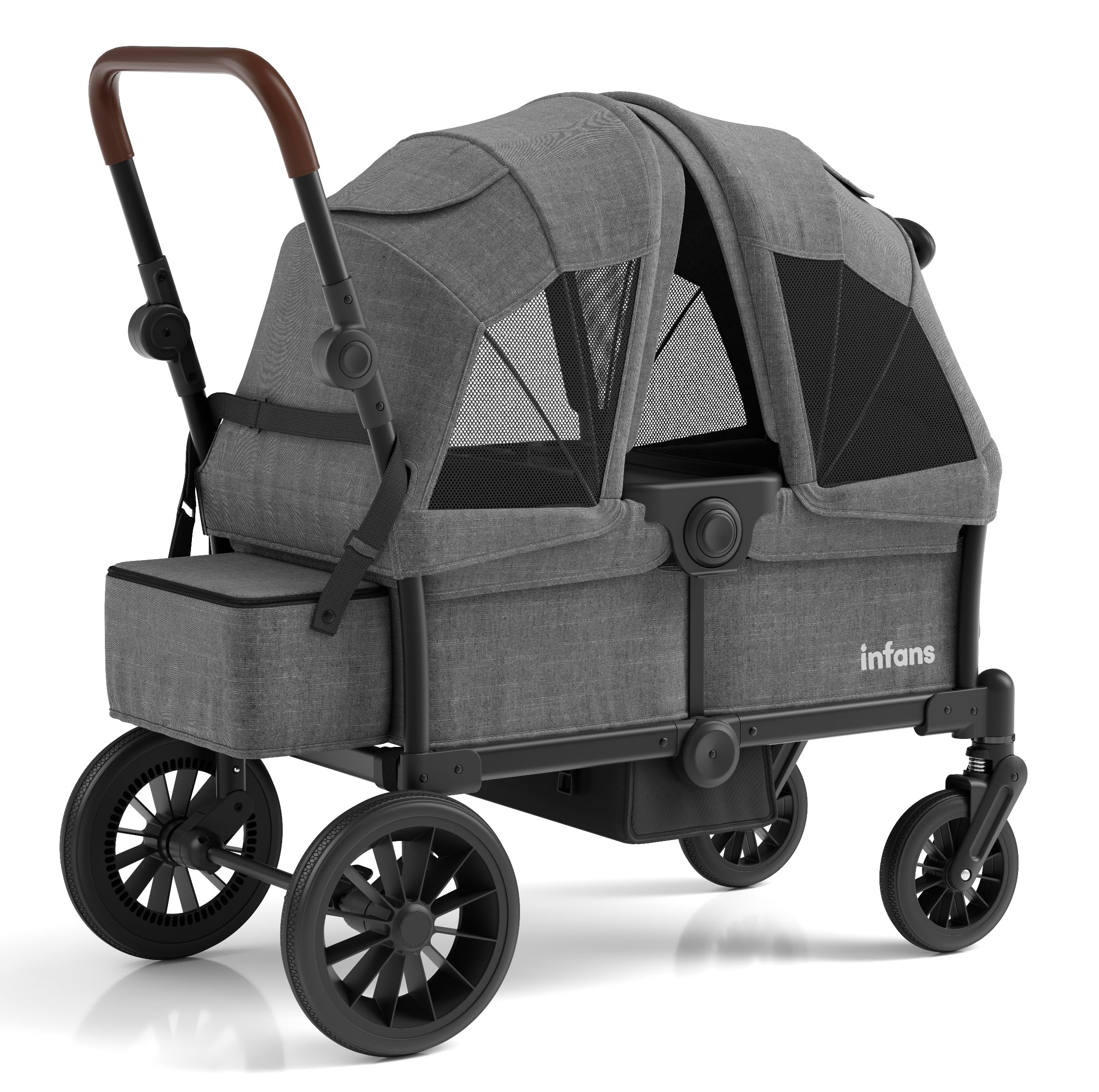 INFANS Wagon Stroller for 2 Kids, Grey