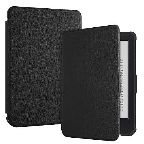 Tiorecime Case for 6" Kobo Clara Colour(2024)/Clara BW(2024)/Clara 2E(2022) - Slim Lightweight PU Leather Protective Smart Shell Cover with Auto Wake Sleep, Black