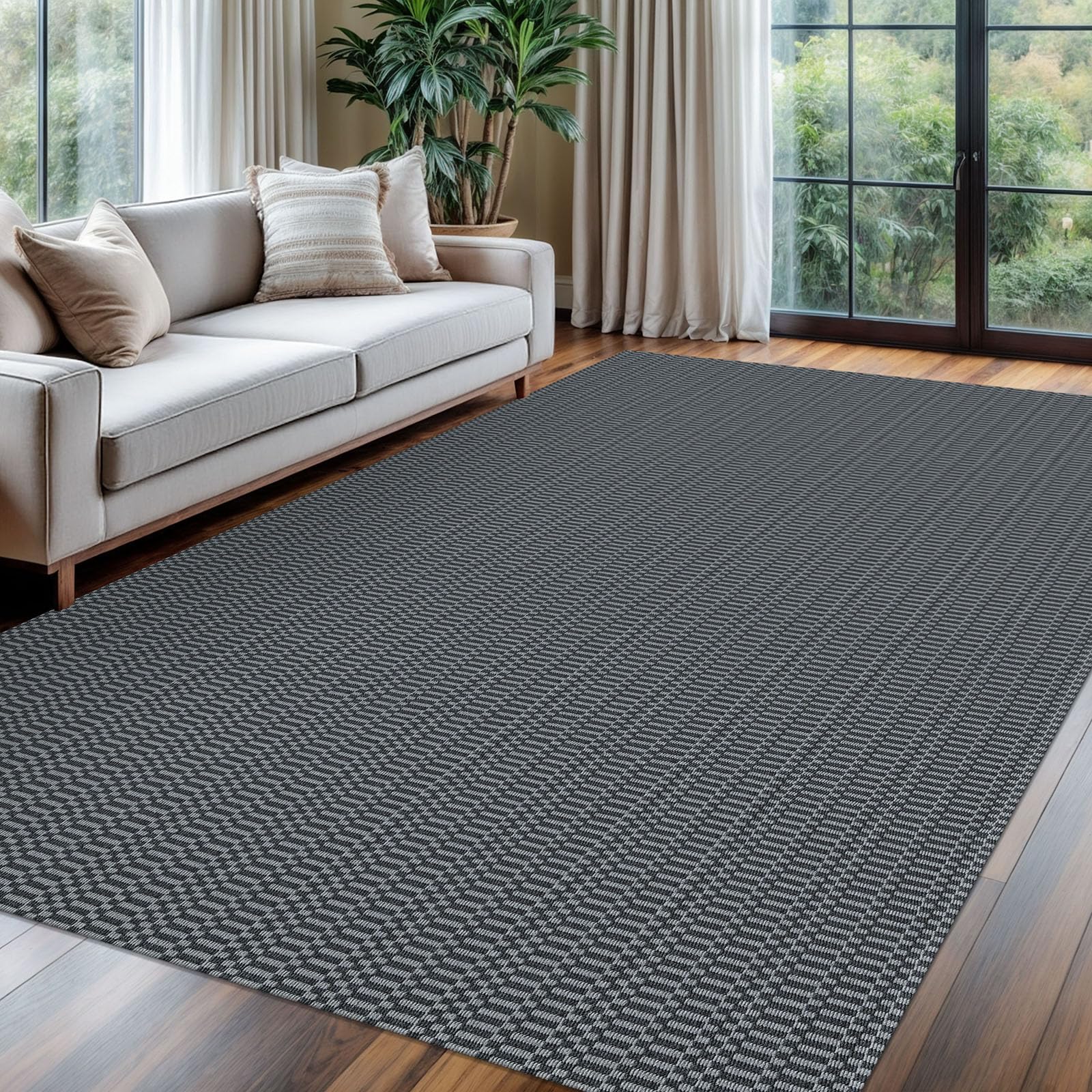 KOZYFLY 6x9 Washable Area Rug, Non Slip Woven Living Room Rug, Grey โ image 1