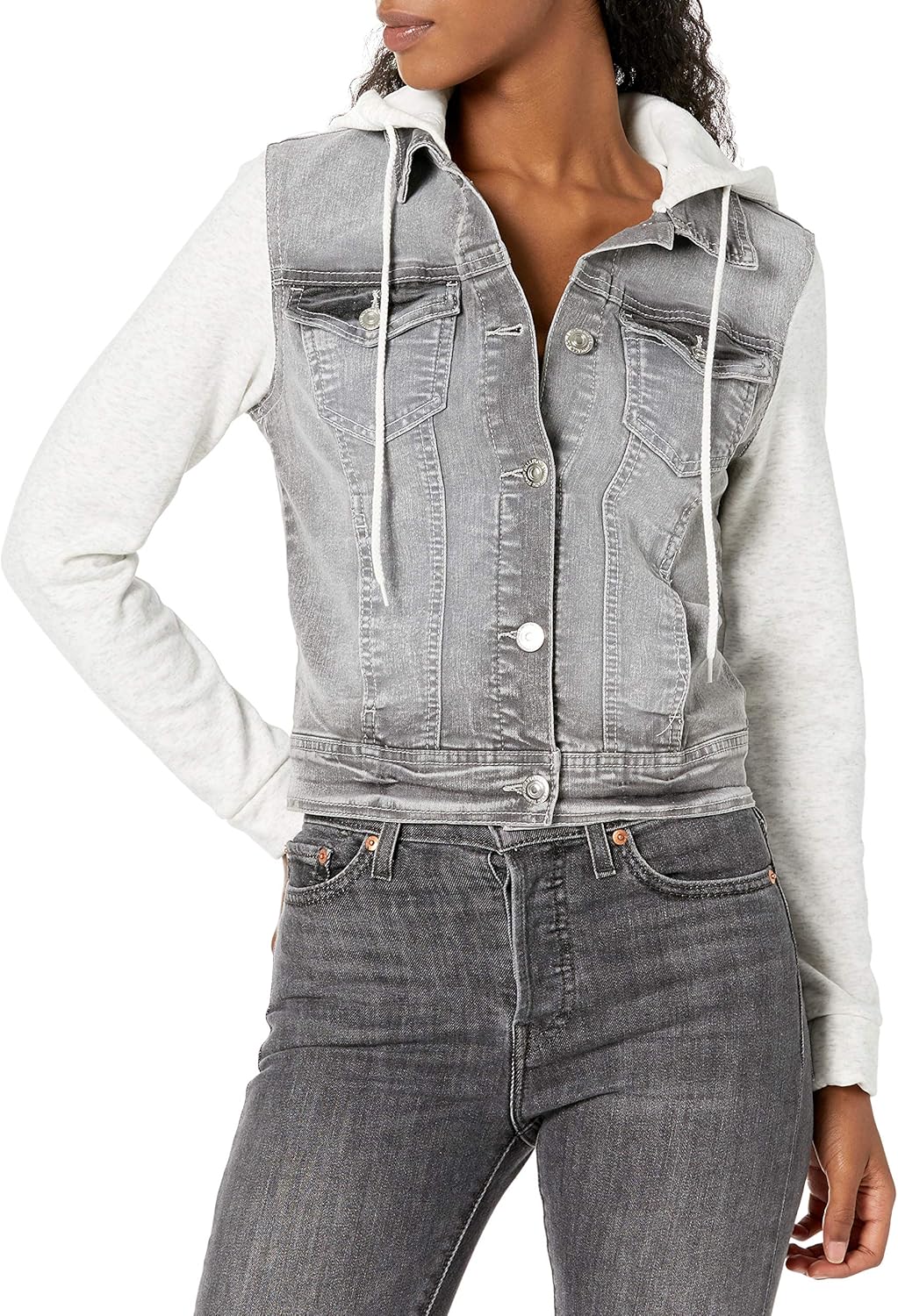 Grey jean jacket womens Clearance