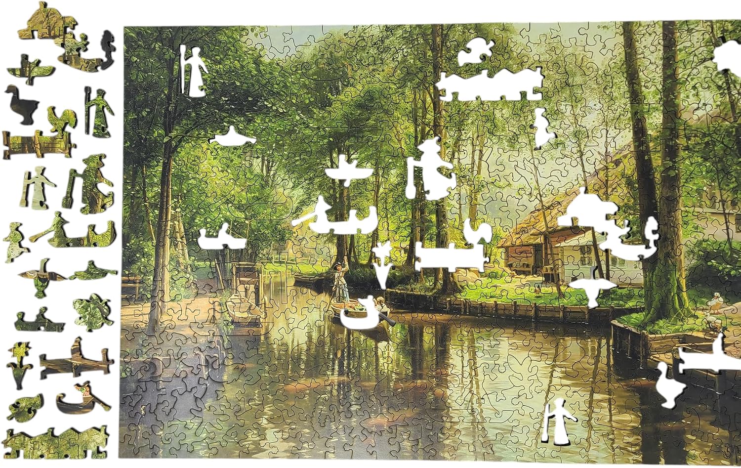 Wooden Puzzle for Adults - Uniquely Shaped Pieces - Made in The USA by FoxSmartBox - 444 Pieces - Going to Market