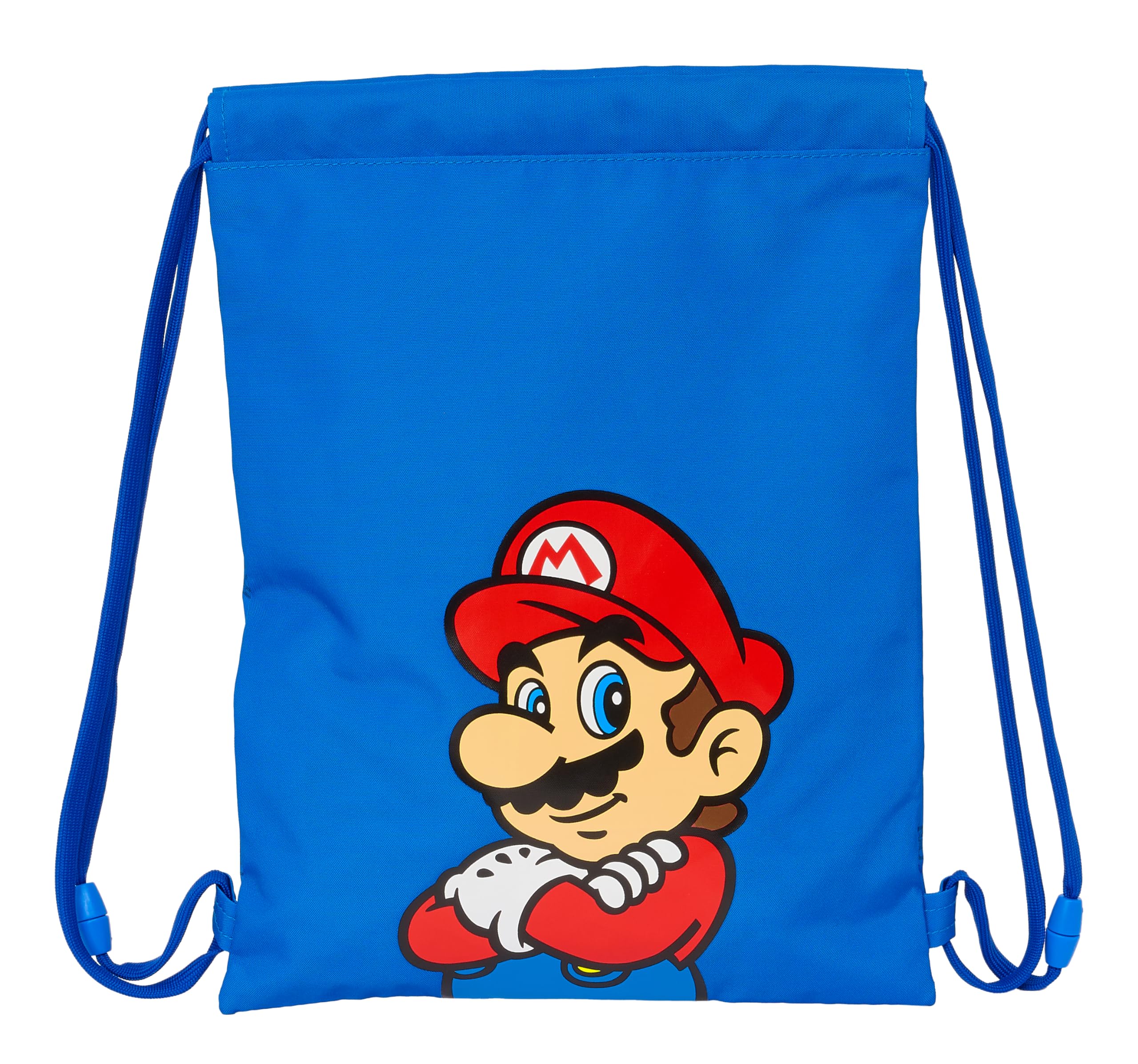 Safta SUPER MARIO PLAY - Mochila Saco Plano Junior, Mochila, Ideal para Niños de Diferentes Edades, Cómoda y Versátil, Calidad y Resistencia, 26x34 cm, Color Azul/Rojo