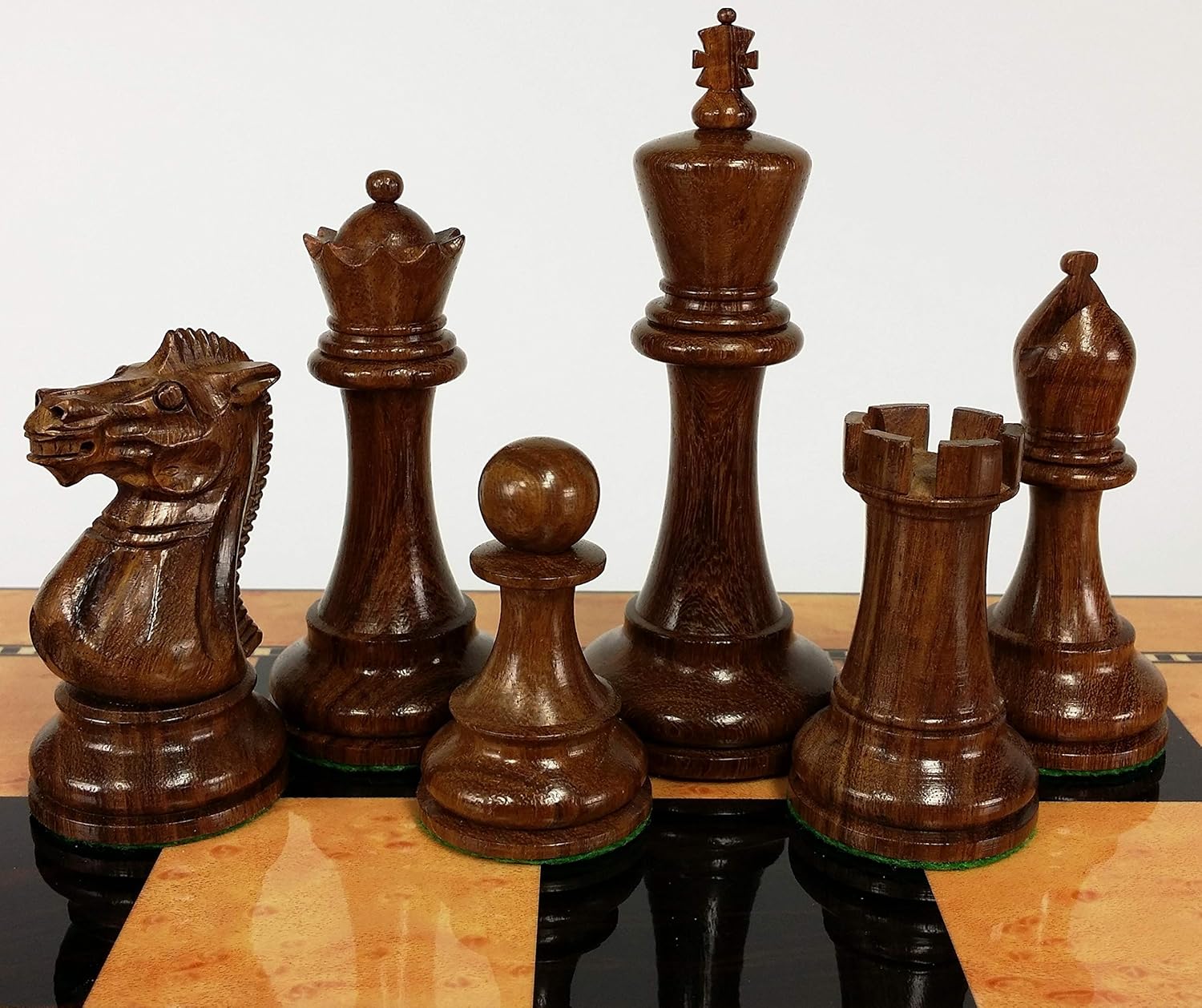 Acacia and Boxwood 4 5/8 Inch King Double Queens Anderssen Staunton Chess Men Set - NO Board or Storage