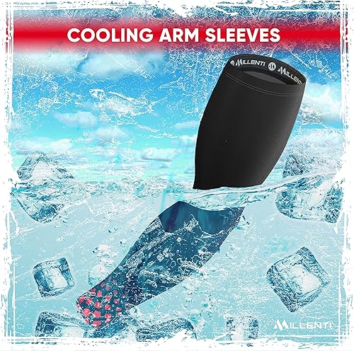 Miniatura 2 de Millenti Manga de compresión para brazos refrigerantes, mangas de recuperación deportivas con protección solar, se enfría cuando está mojado, unisex
