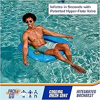 Vista 2 de SwimWays Spring Float Premium SunSeat Pool Chairs, Inflatable Pool Floats Adult with Fast Inflation for Ages 15 & Up, Sky Blue