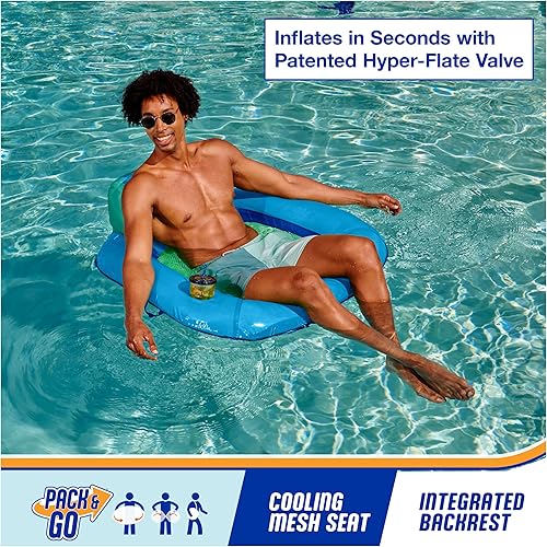 Miniatura 2 de SwimWays Spring Float - Sillas de piscina de alta calidad, flotadores inflables de piscina para adultos con inflado rápido para edades de 15 años en