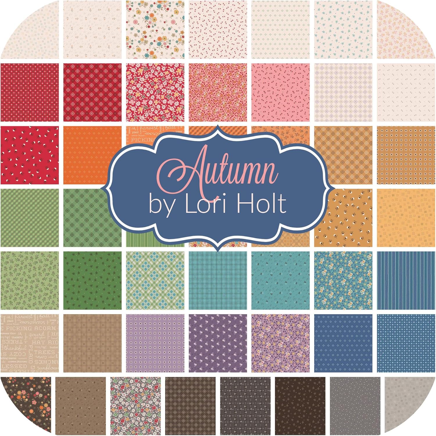Autumn Fat Quarter Bundle (45 Pieces) by Lori Holt for Riley Blake 18 x 21 inches (45.72 cm x 53.34 cm) Fabric cuts DIY Quilt Fabric