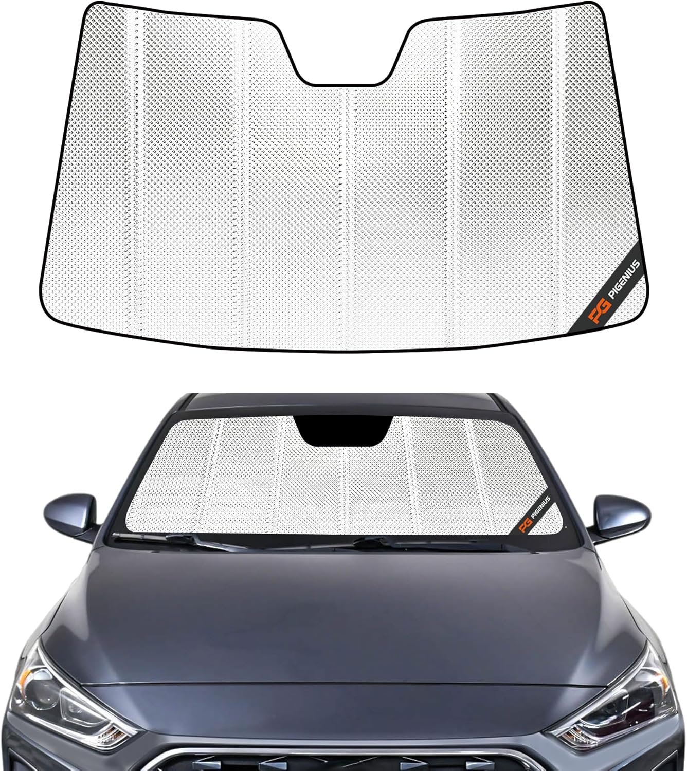 Windshield Sun Shade for Hyundai IONIQ 2017-2022. Reflective Aluminum Film Front Window Sunshade - BLAZBLOCK