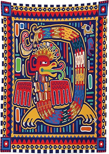 Miniatura 2 de Ambesonne Mantel mexicano, diseño de cultura, ilustraciones coloridas de serpiente abstracta en estilo folclórico vívido, mantel rectangular para