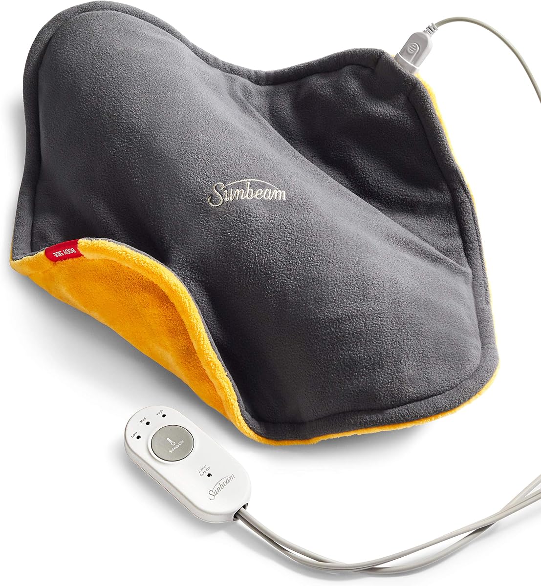 Almohadilla térmica ConformHeat, 14" x 14", peso ligero, diseño flexible, tecnología XpressHeat, lavable a máquina, alivio del dolor para espalda, hombros, cuello, gris
