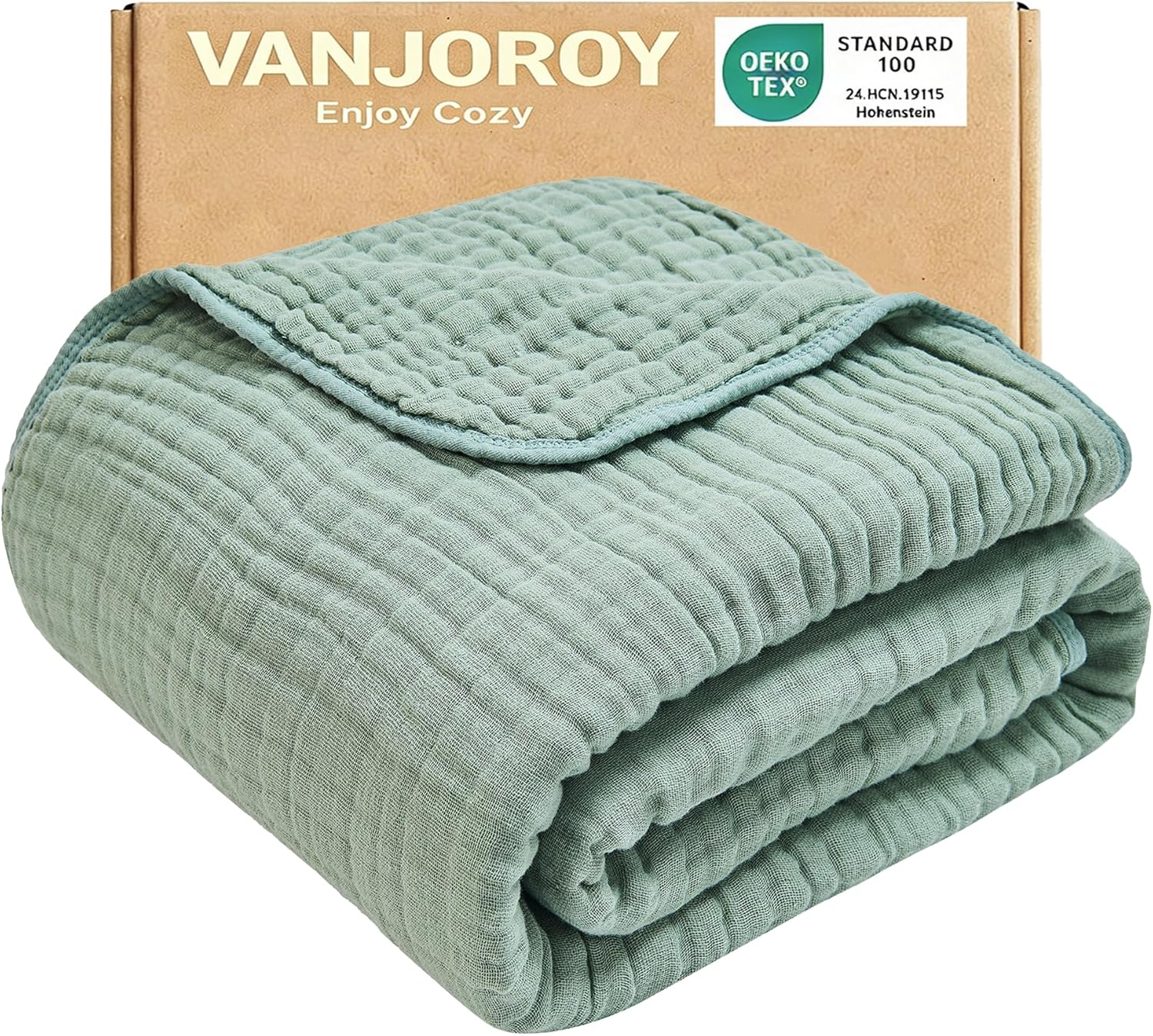 9-Layer Muslin Throw Blanket 50" x 70" Teal, 100% Cotton Organic Breathable Lightweight Large Throw for Couch Bed Quilt and Bedspread - All Season Muslin Soft Gauze Blanket