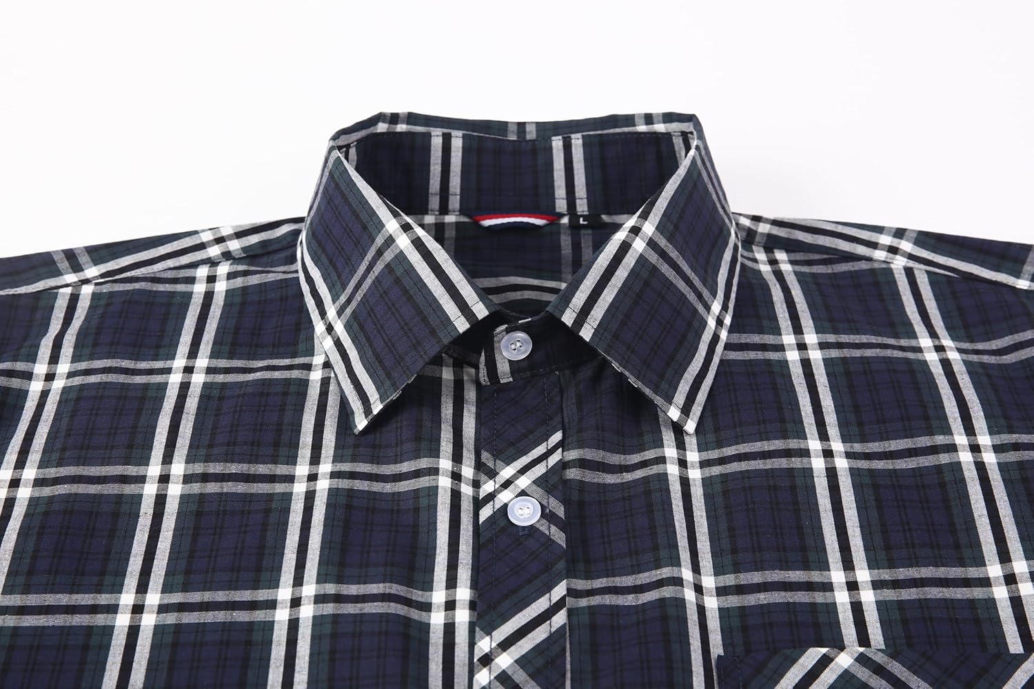 Men's Plaid Button Down Shirts Cotton Long Sleeve Dress Shirts Regular Fit Casual Shirts with Pocket - Image 5